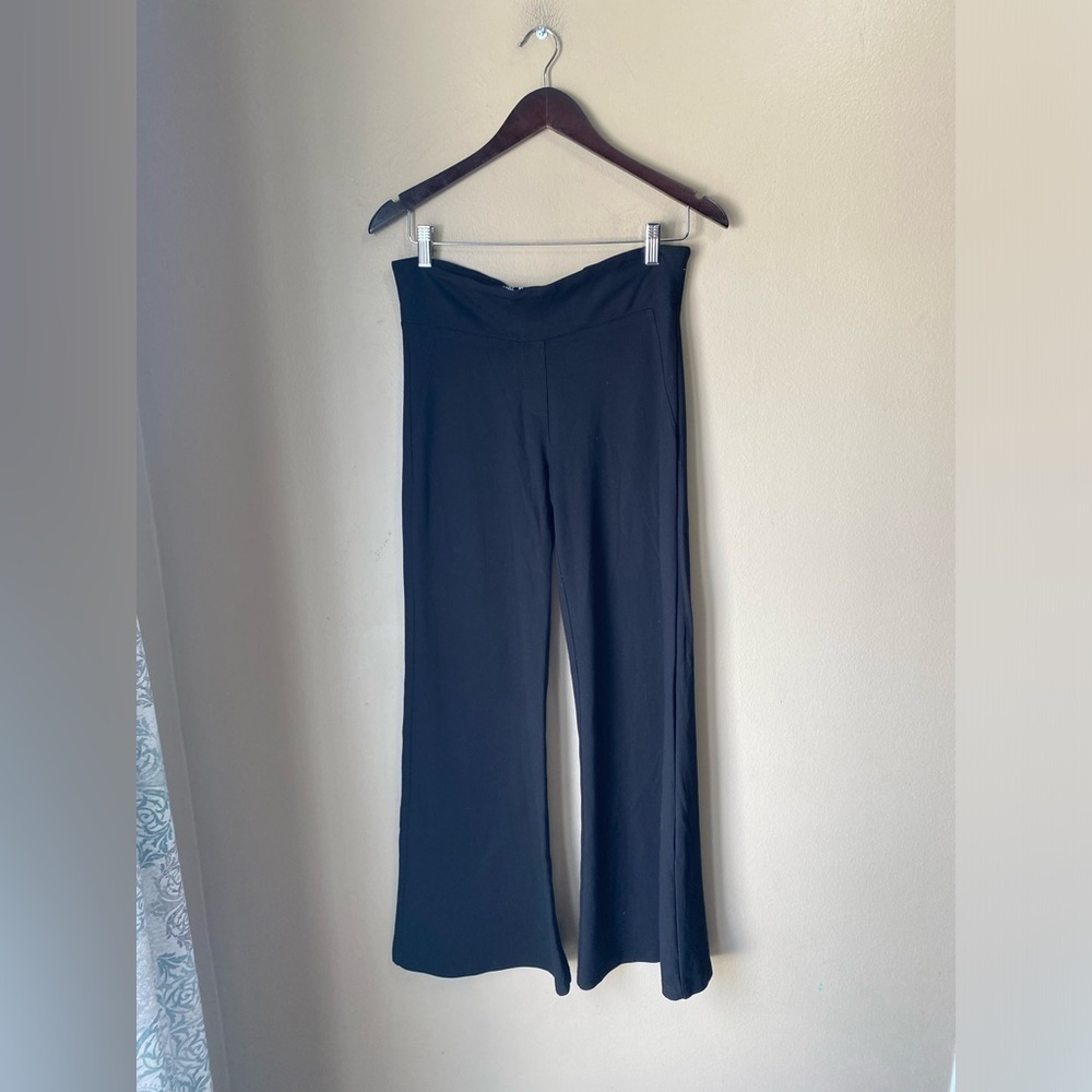 Betabrand Flare Knit Pull On Black Yoga Office Pants